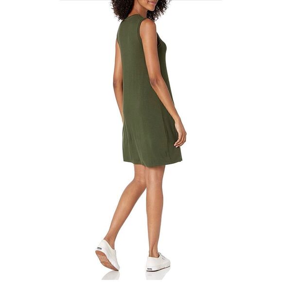 Daily Ritual Women's Jersey Muscle Swing Dress Forest Green XS NWT - Picture 2 of 5